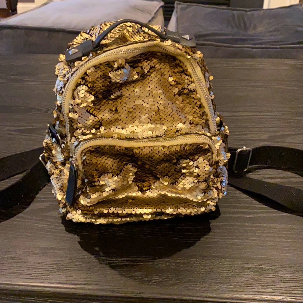 Girls, gold sequins mini backpack
